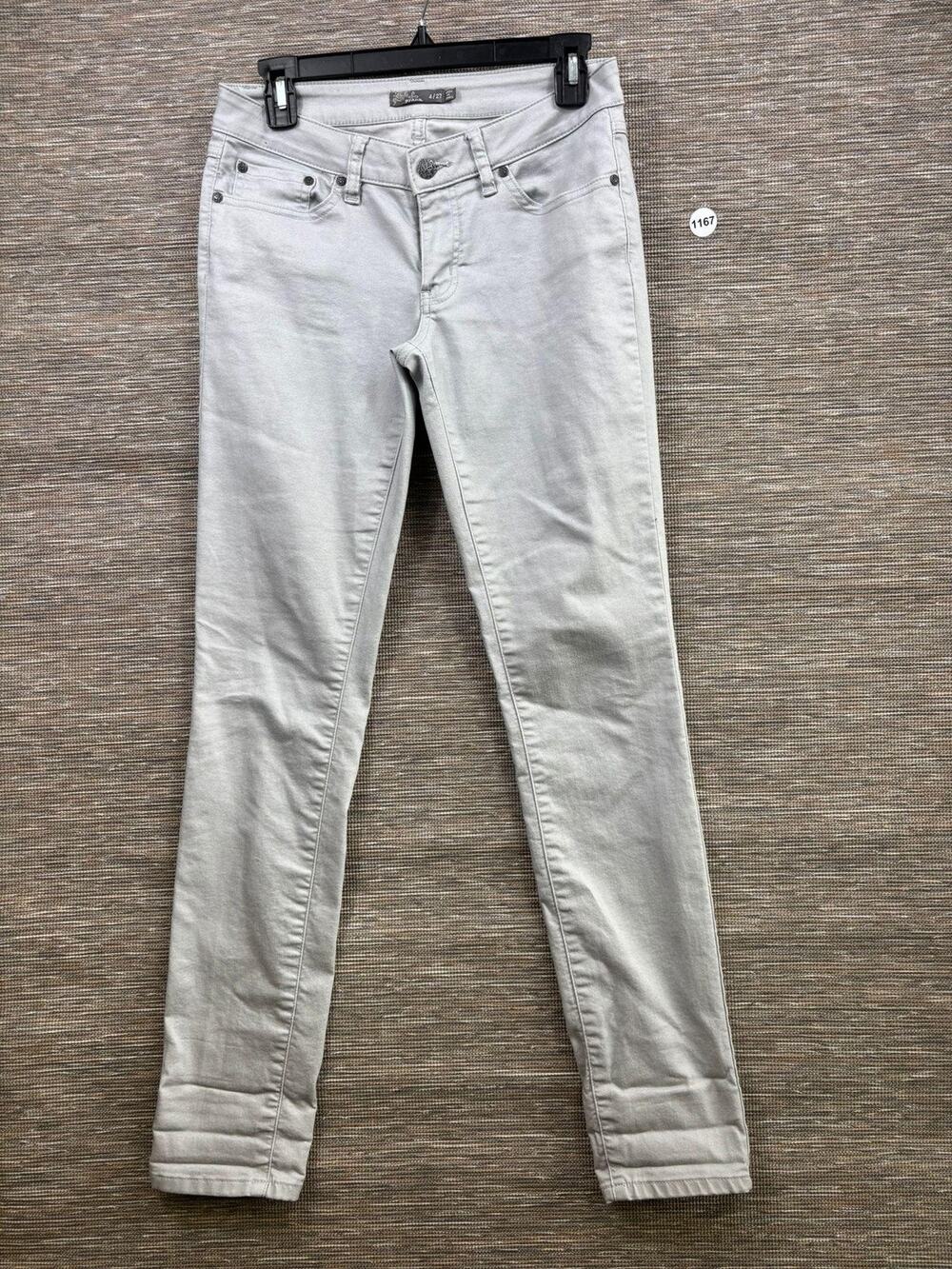 PrAna Kara Jeans Womens 4/27 Gray Light Wash Mid Rise Skinny Stretch Denim Pants